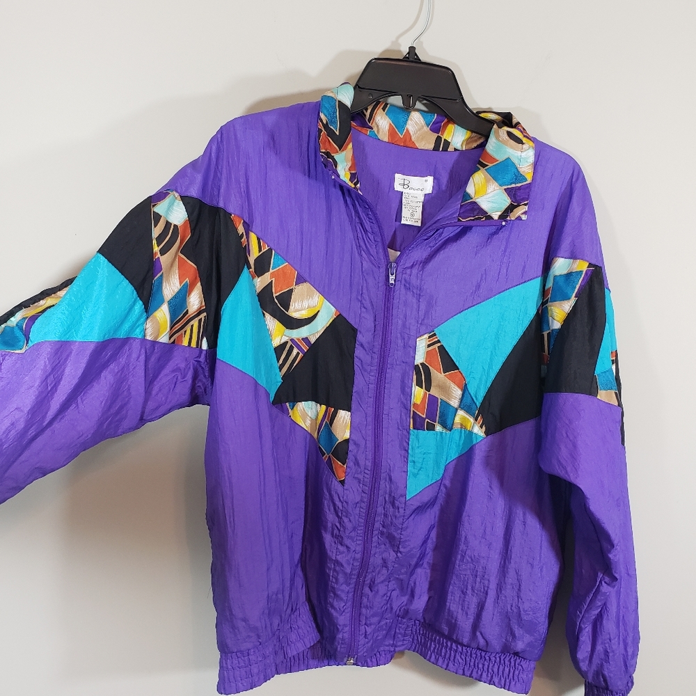 Vintage Bocoo Purple Geometric Athletic Jacket Windbreaker